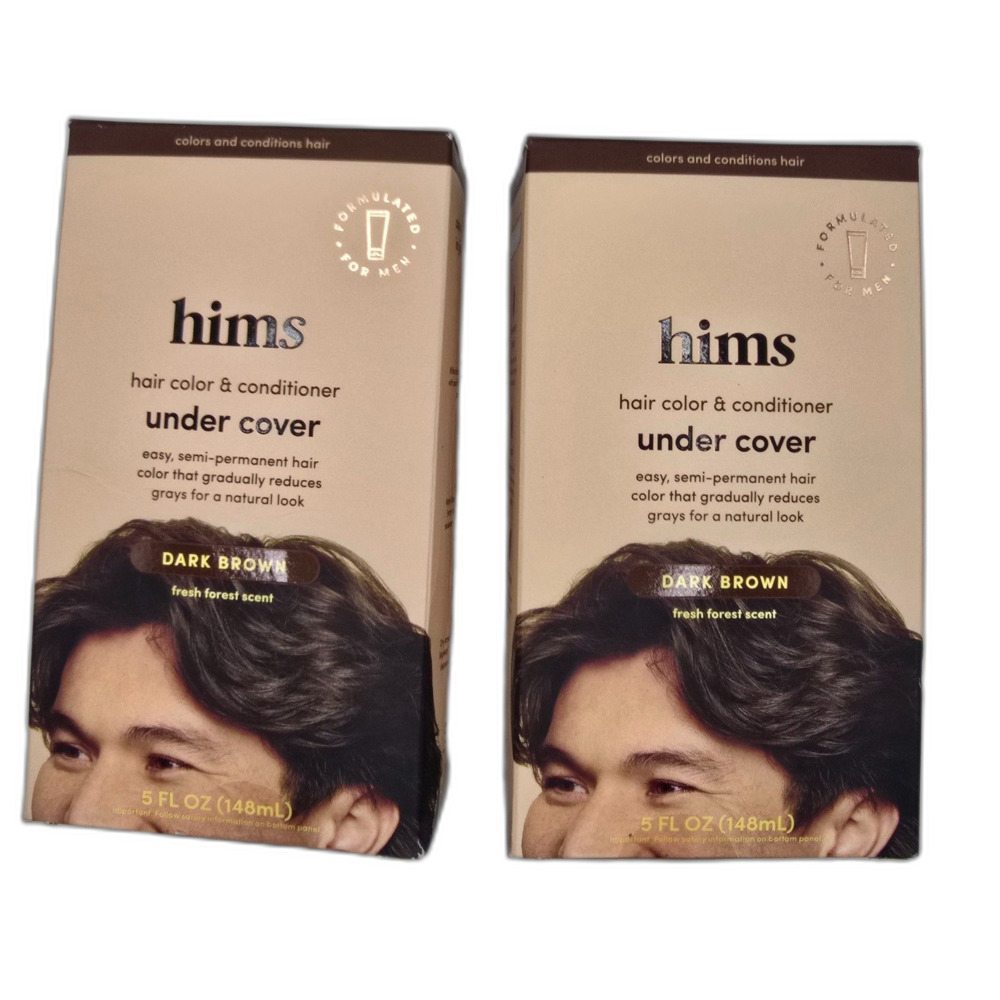 Hims Under Cover Hair Color & Conditioner - Dark Brown, 2-Pack